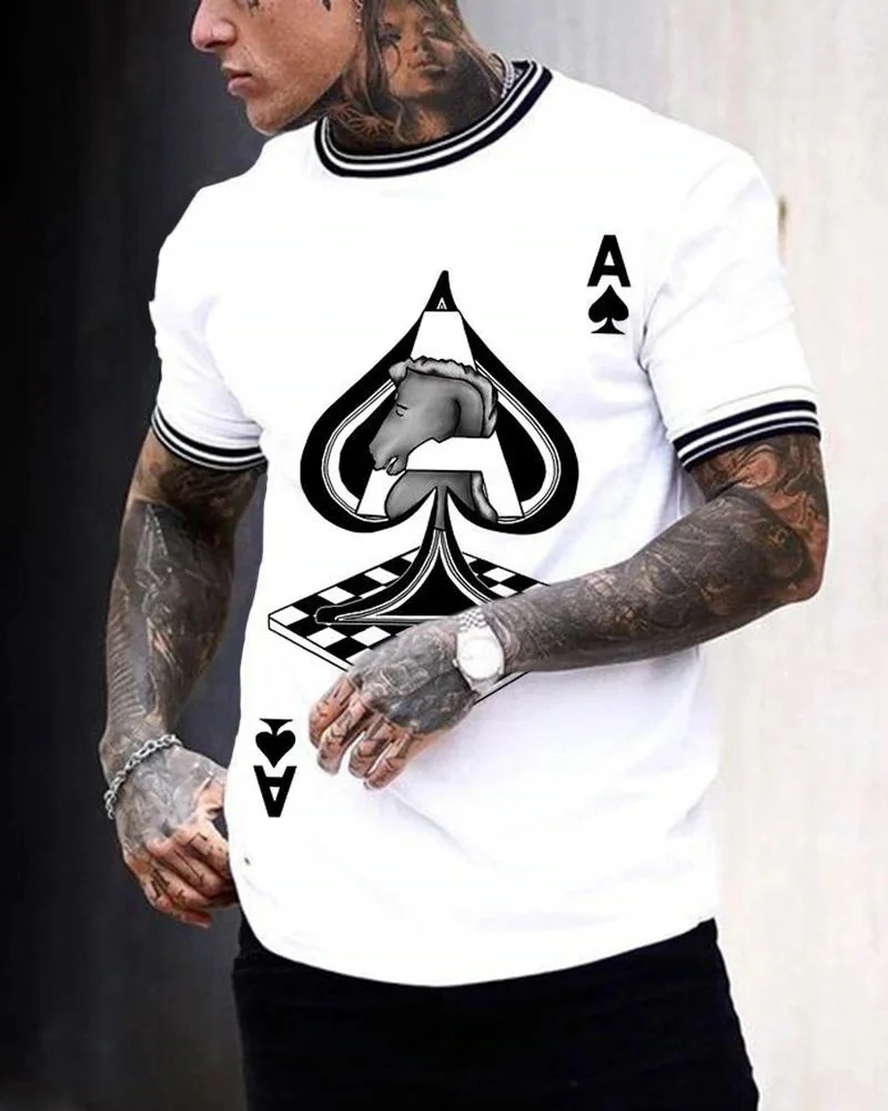 

Fashion Poker Ace of Spades Playing Cards 3D Men's T-Shirt Summer Oversized T Shirt Streetwear Trendy Men Clothing Top