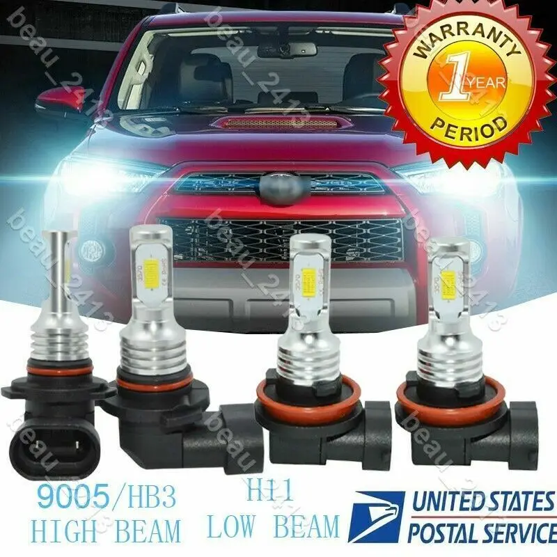 

Светодиодсветодиодный лампы для фар 4x35 Вт H11 9005 6000K, дальний/ближний свет для Toyota 4runner 06-2020