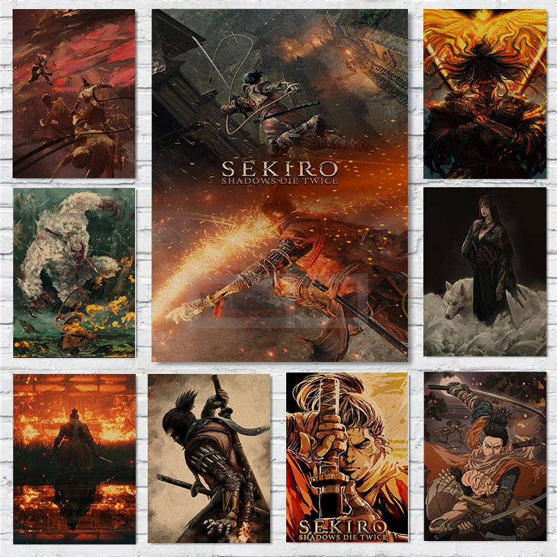Фото Популярные видеоигры Sekiro Shadows Die Twice постеры японский самурай принты холст живопись настенные художественные фотографии домашний декор комнаты 2 №1