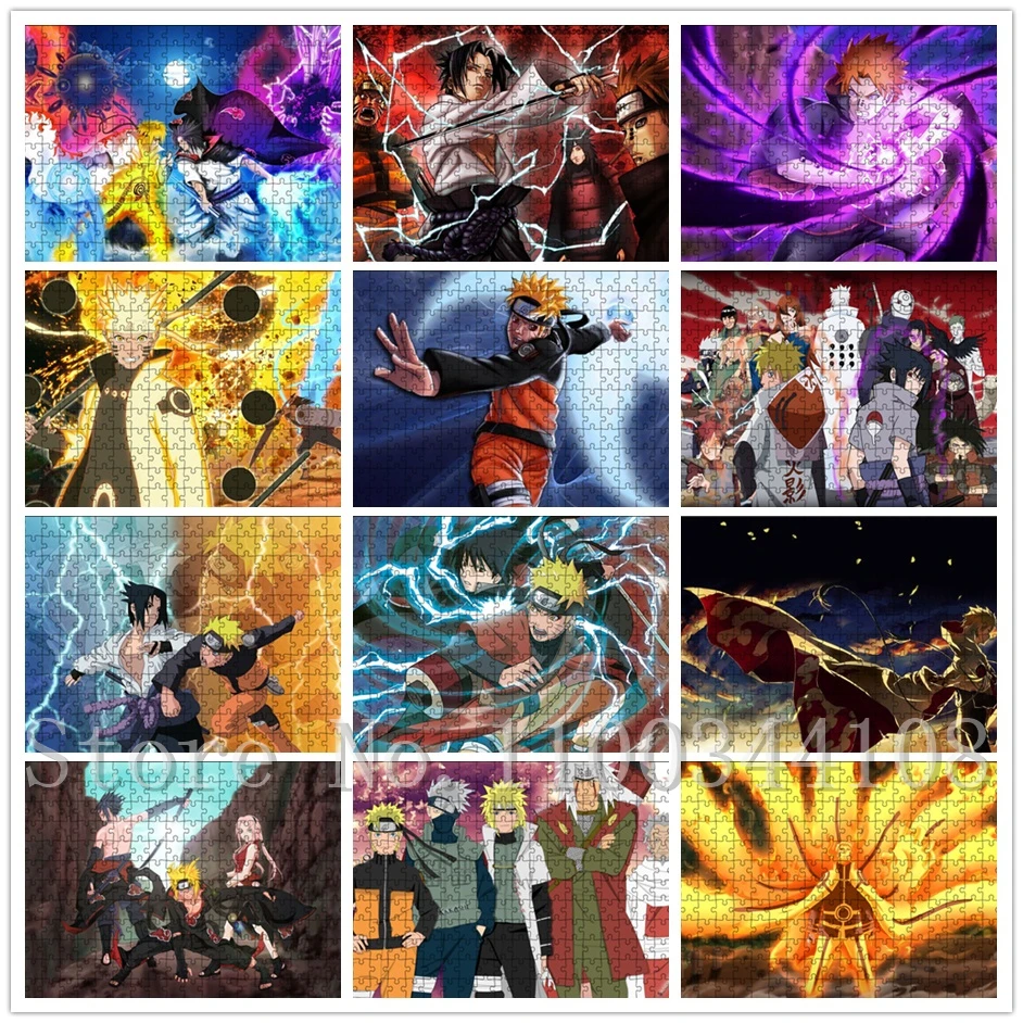 

300/500/1000Pcs Japan Anime Naruto Puzzles for Adults Decompressing Cartoon Movies Jigsaw Puzzle Assembling Educational Toys