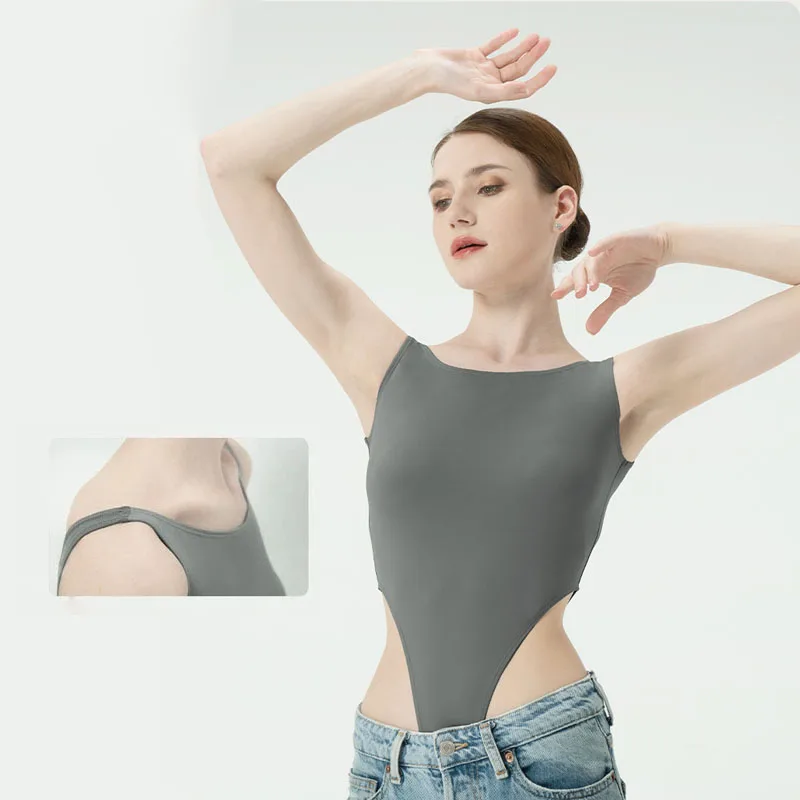 Женский танцевальный комбинезон без рукавов с высокой талией