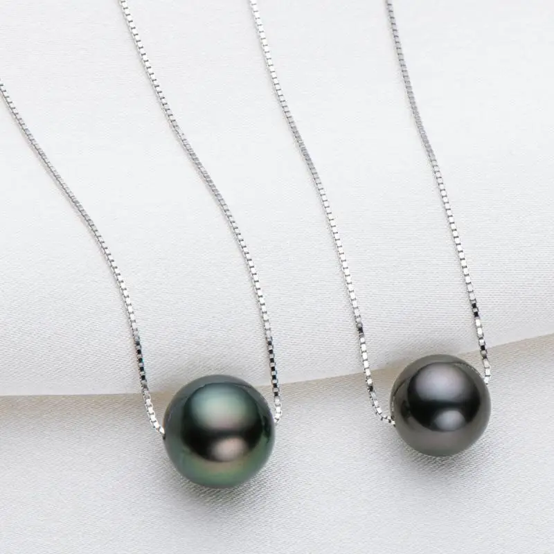

Fashion ins wind S925 silver black pearl pendant love lulutong Tahiti black pearls