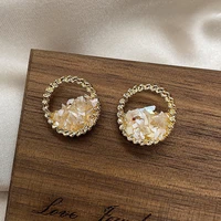 round broken shell earrings simple quality of advanced earrings for women korean fashion jewelry design personalized earrings