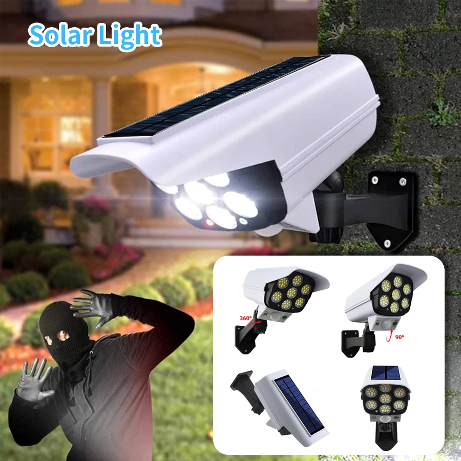 

77 LEDs Outdoor Solar Lights Motion Sensor Security Dummy Camera Wireless P65 Waterproof Solar Lamp 3 Modes for Home Garden