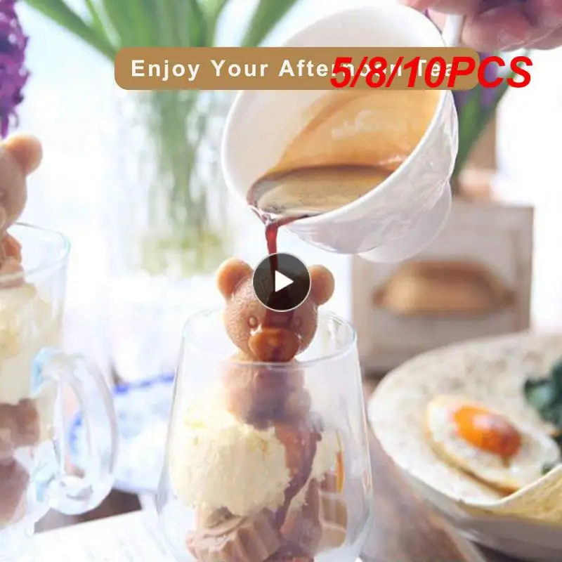 

5/8/10PCS Kitchen Tool Household Ice Maker Diy Drinks Silicone Mold Ice Cream Coffee Ice Mold Bear Shape Mold