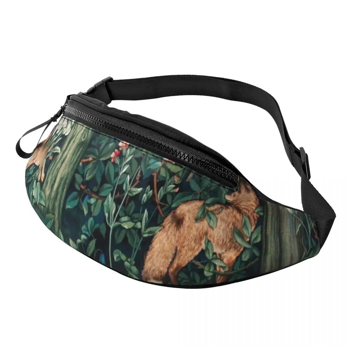 

Fox And Hares By William Morris Fanny Pack Men Women Floral Textile Pattern Crossbody Waist Bag for Traveling Phone Money Pouch