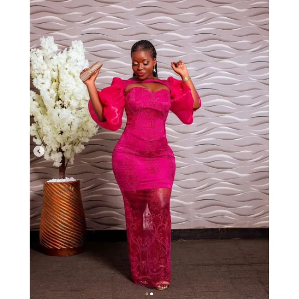 Asoebi сексуальное платье для выпускного вечера длинные пышные кружевные вечерние