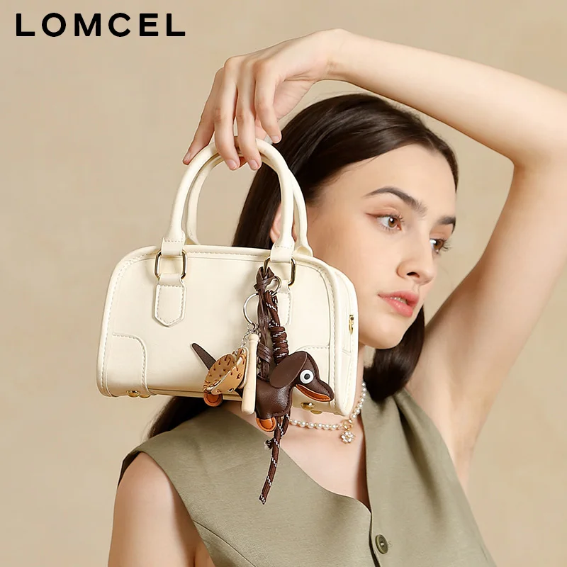 Фото Кожаная сумка LOMCEL 61 Boston - новая модель для женщин, подходит для ежедневных поездок на работу, универсальная сумка-боулинг, сумка через плечо, одинарная. №3