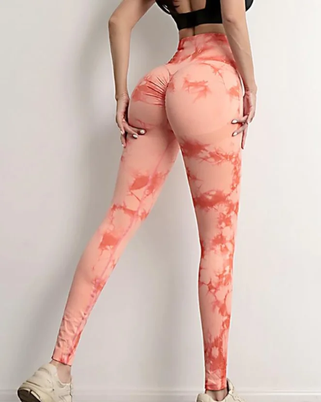 

Женские брюки 2023, весенние модные леггинсы с принтом в виде тай-дай, обтягивающие длинные спортивные штаны для йоги с высокой талией