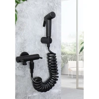 black handheld bidet spray gun abs shower head sprayer set toilet faucet shower bidet with hose and holder for bathroom use