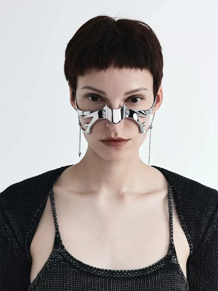 Маска CyberPunk из титановой стали для мужчин и женщин роскошная Асимметричная