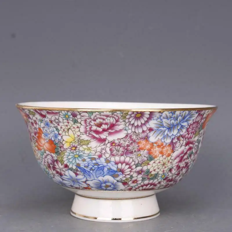 

Фарфоровая чаша с цветами Qing Qianlong Family, 5,2 дюйма