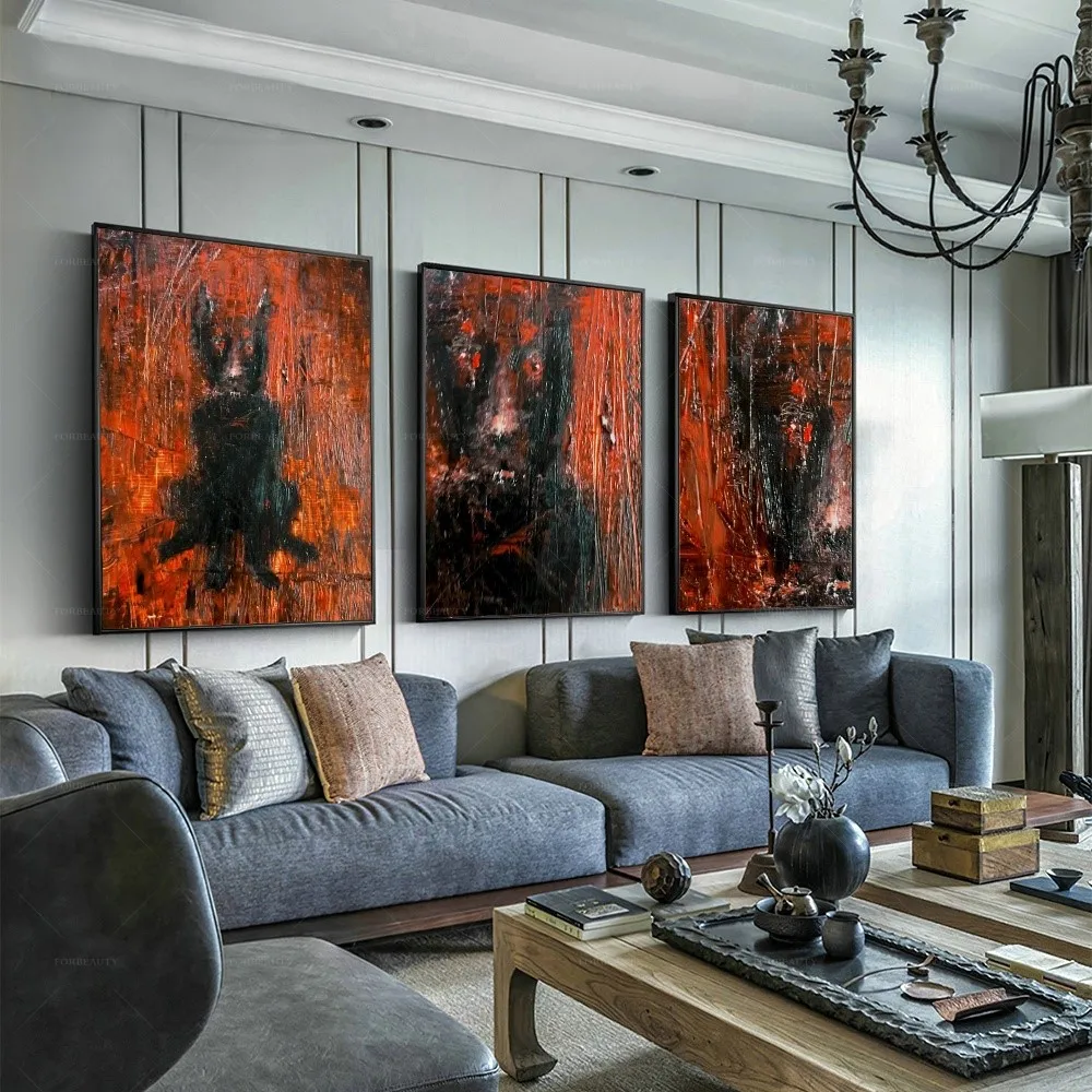 

Forbeauty, черные собаки могут защитить от зла, холст, картина маслом