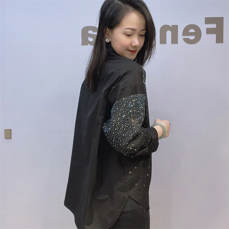 Новинка 2024 Весенняя тяжелая работа популярная рубашка с отложным воротником и