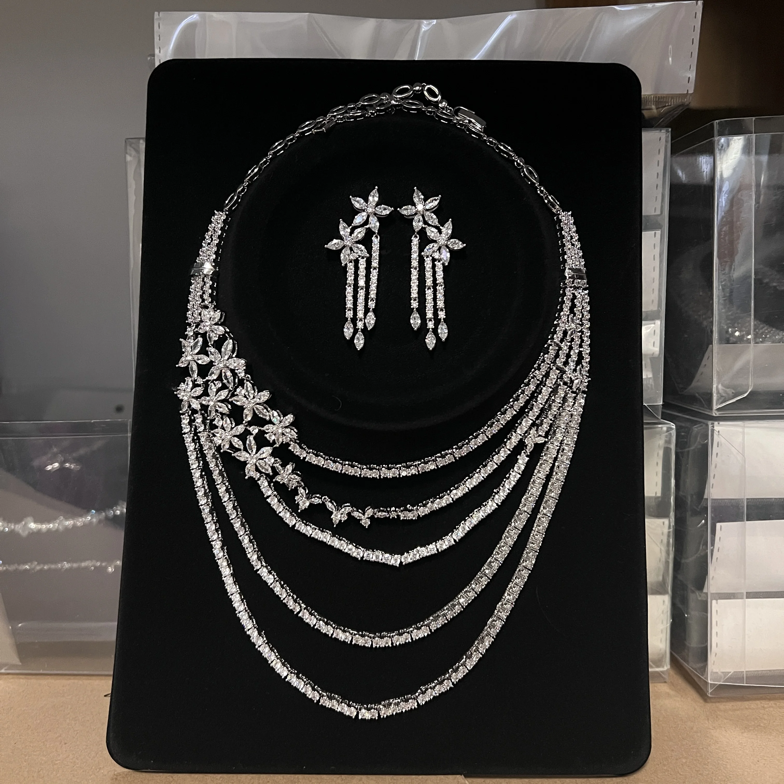 ASNORA элегантное пятислойное ожерелье с цветком CZ высокое качество длинная