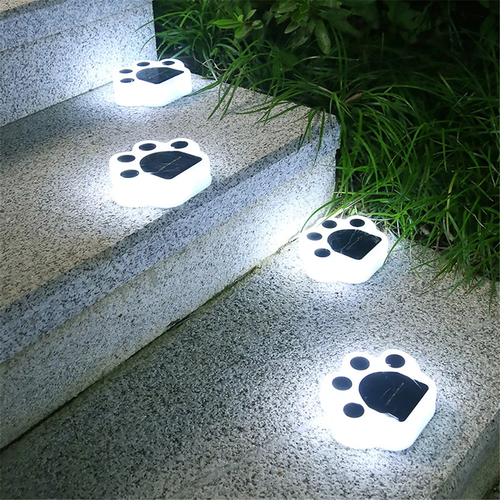 

4Pcs/Set Solar Bear Paw Print Lawn Light Outdoor Foot Print Lights DIY Home Garden Steps Wall Lawn Yard Decor Foot Print Lightt