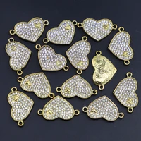 exquisite heart shaped zinc alloy gold point drill connectors charms diy necklace pendants earrings jewelry accessories 20pcs