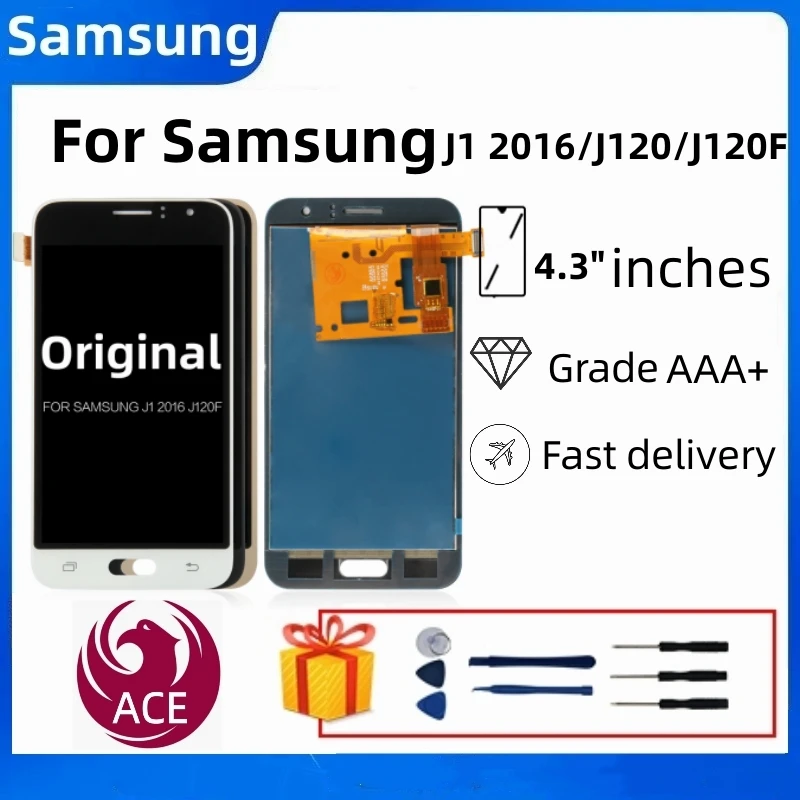 Оригинальный светодиодный дисплей для Samsung Galaxy J1 2016 J120, сенсорный ЖК-экран с цифровым преобразователем, сенсорное стекло для J120F, J120H, J120, J120M, ЖК-экран