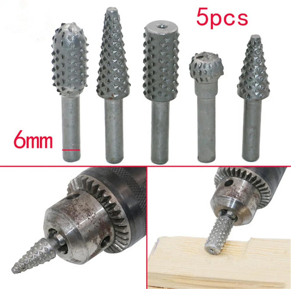 

Hss Drill Woodworking Rasp Chisel Shaped Rotating Embossed Grinding Head Engraving Pattern Cutter Milling Power Tool 5pcs/set