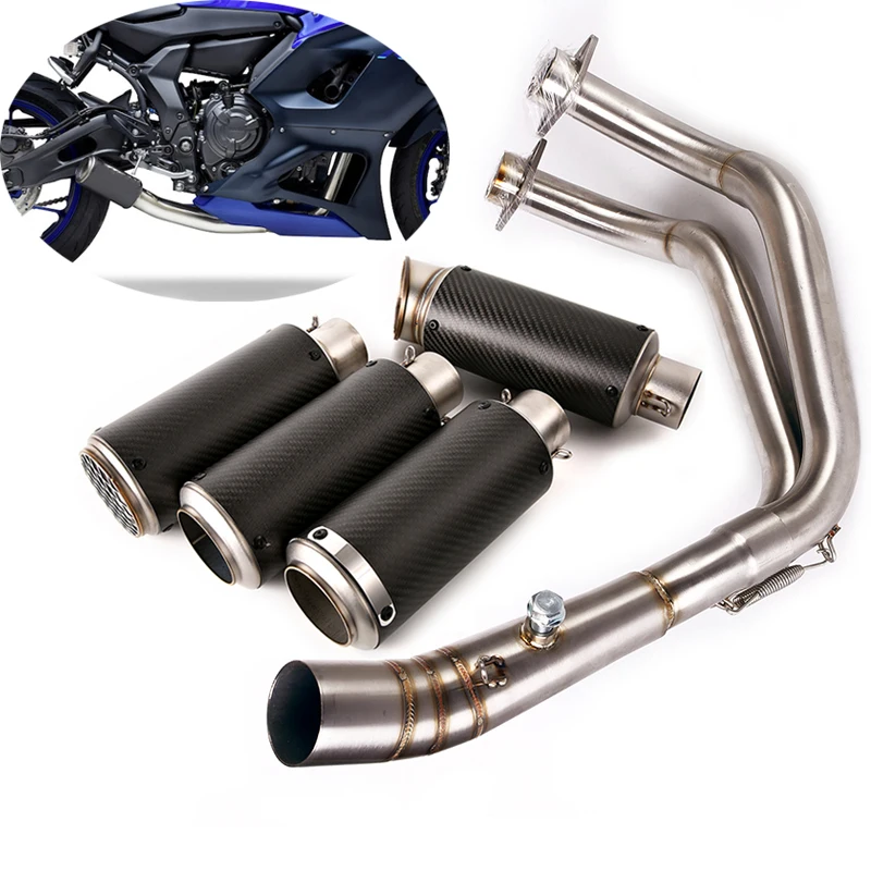 Для Yamaha YZF-R7 FZ07 XSR700 2014-2023 полный выхлопной коллектор системы Mid Link Pipe 51mm Глушитель