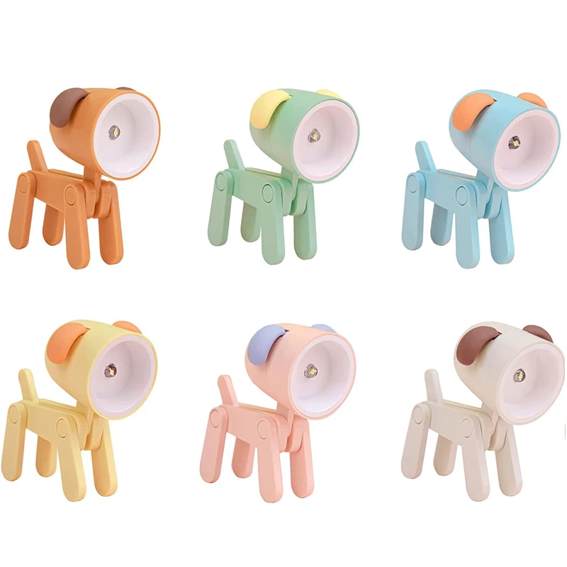 

6 PCS Mini LED Desk Lamp Phone Holder,Cute Dog Shape Night Light Office Desk Set,Portable Reading Table Night Lamp Funny Gifts