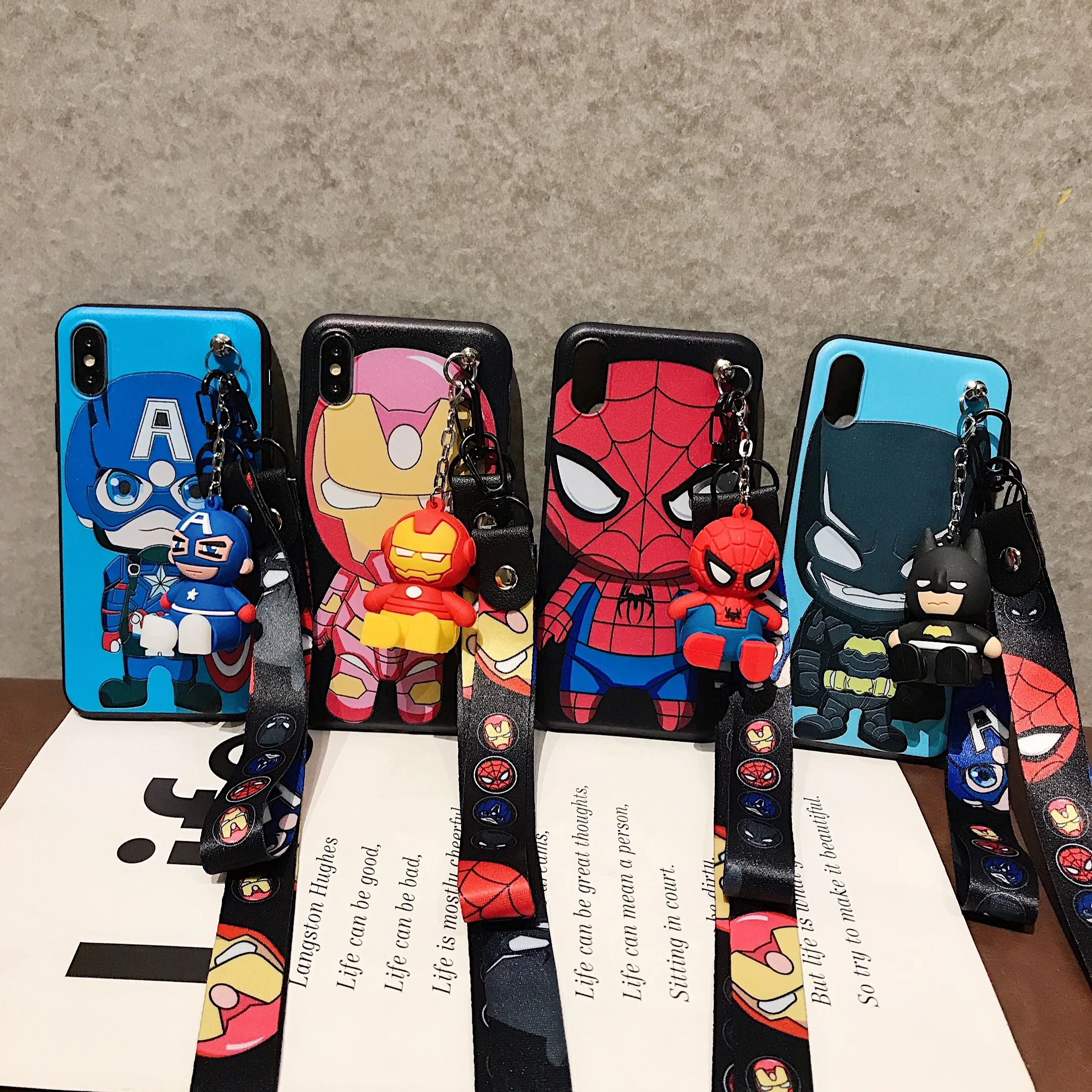 For Xiaomi Redmi 8 8A 9 9A 9T 9C 10 10A 10C A1 Note 7 8 9 9s 10 11 Pro POCO M3 X3 M4 Spiderman Phone Case With Holder Rope