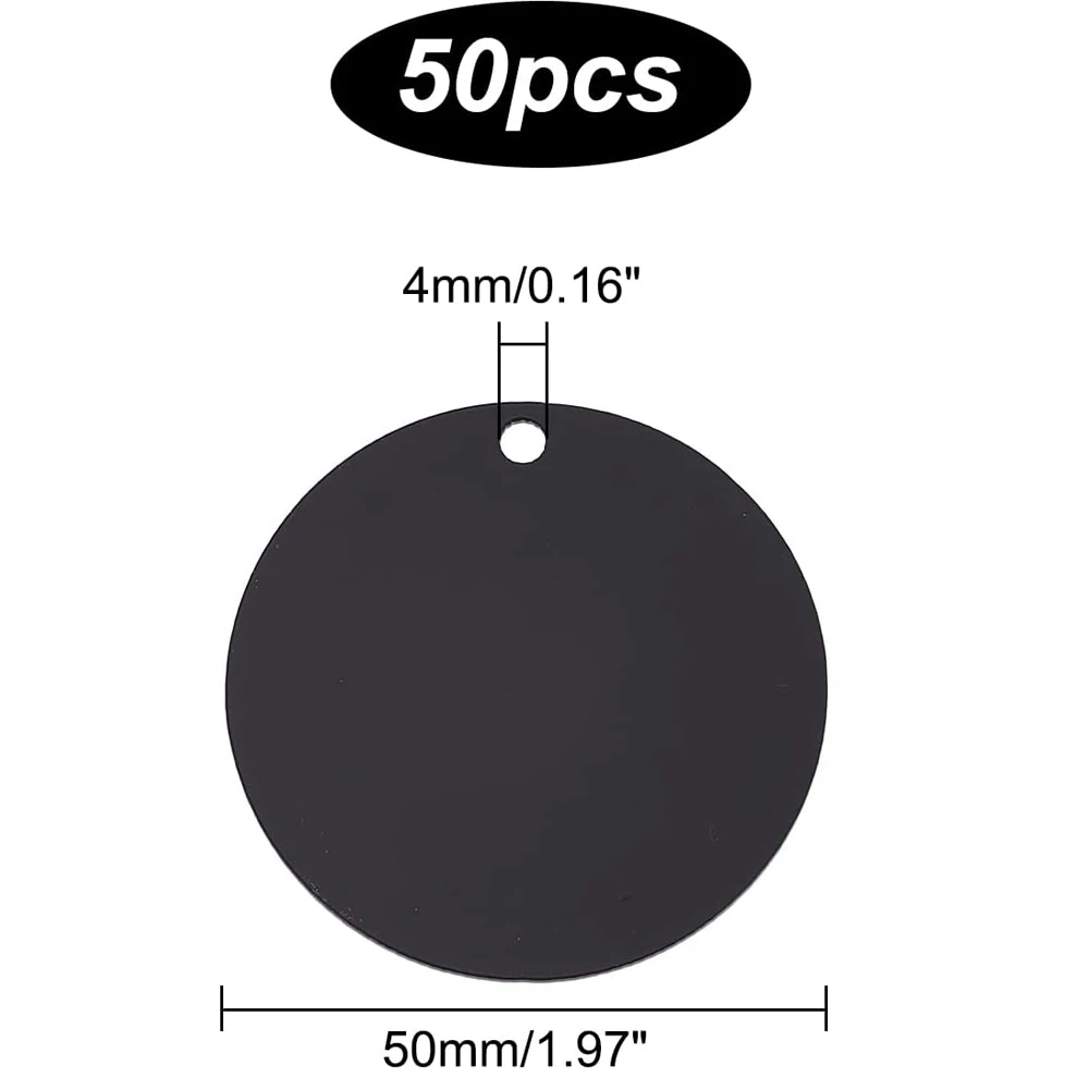 50PCS Black Acrylic Blanks Round Circle Disc Christmas Ornaments for Vinyl Painting Engraving Wedding Christmas