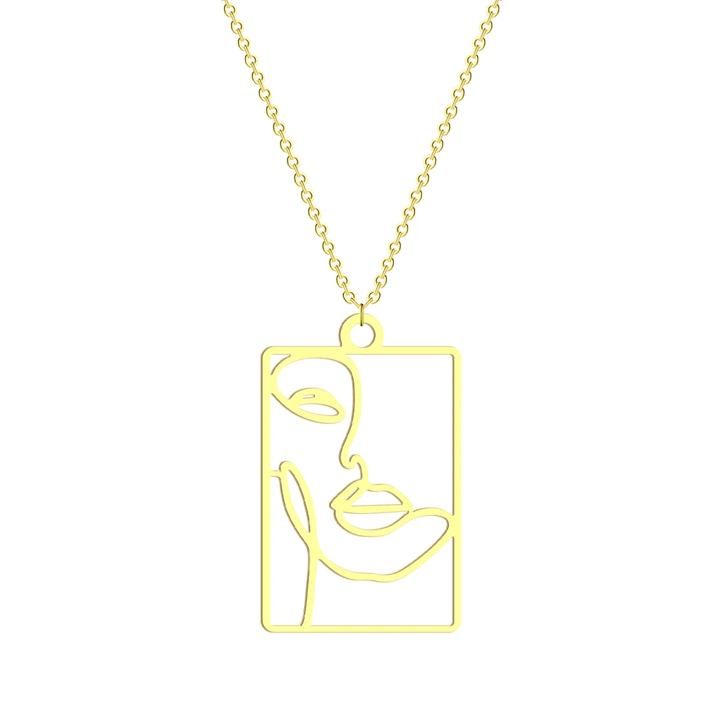 

Stainless Steel Women's Face Pendant Thread Art Necklace Gift for the Best Lady Friend