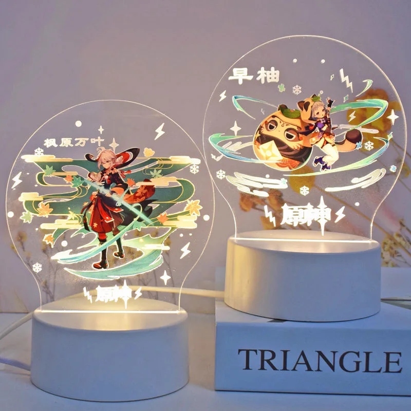 

Genshin Impact 3D LED Night Light 7 Colors Room Decor Desk Lamp Anime Venti Zhongli Amber Cartoon Figure Children Bedside Lamp