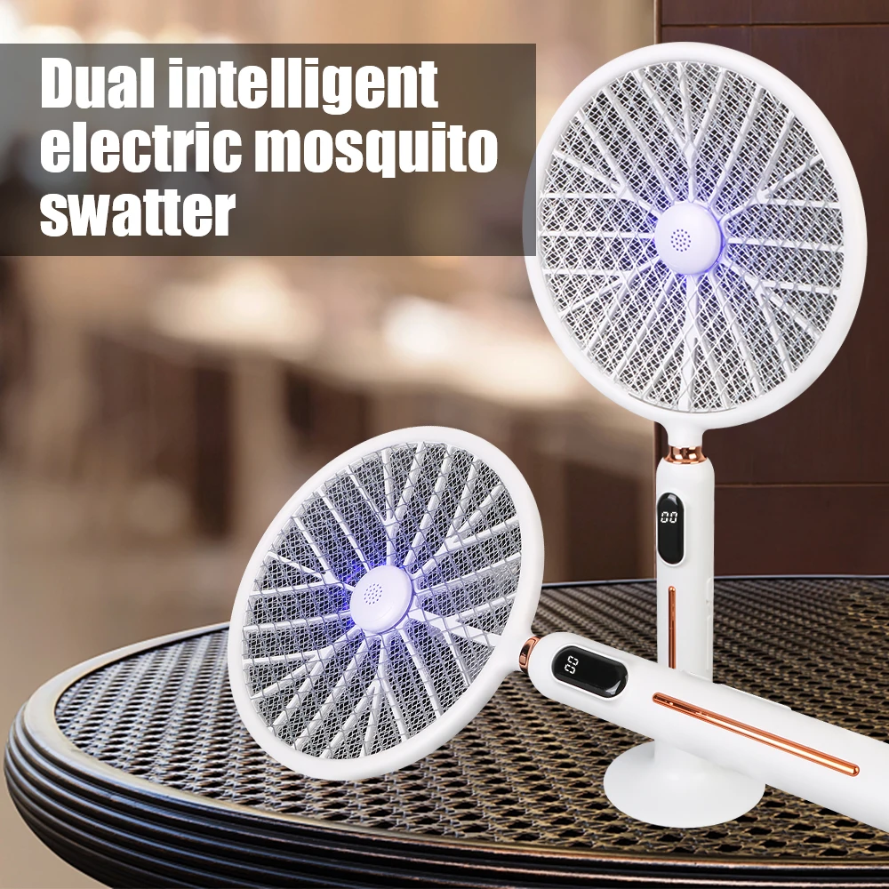 

USB Rechargeable Bug Zapper LED Display Insect Killer Summer Mosquito Swatter 3000V Smart Electric Mosquito Swatter