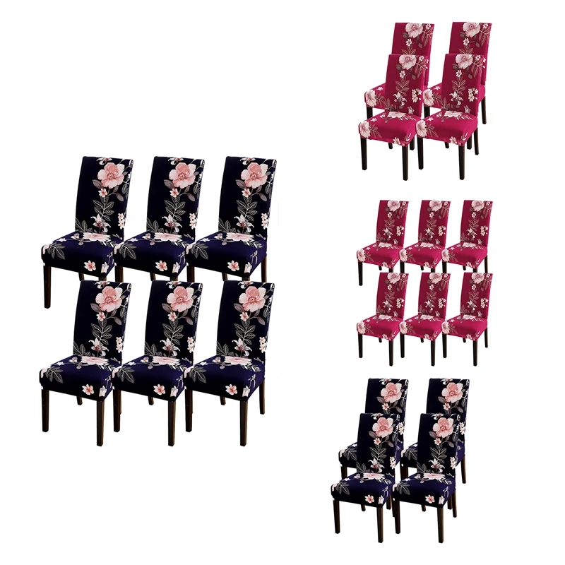 Covers Set Of 6,fit Stretch Removable Washable Kitchen Chair