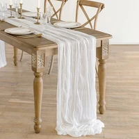 dinning table decoration cotton gauze runner rustic wedding birthday party bridal shower christmas home luxury solid colorful
