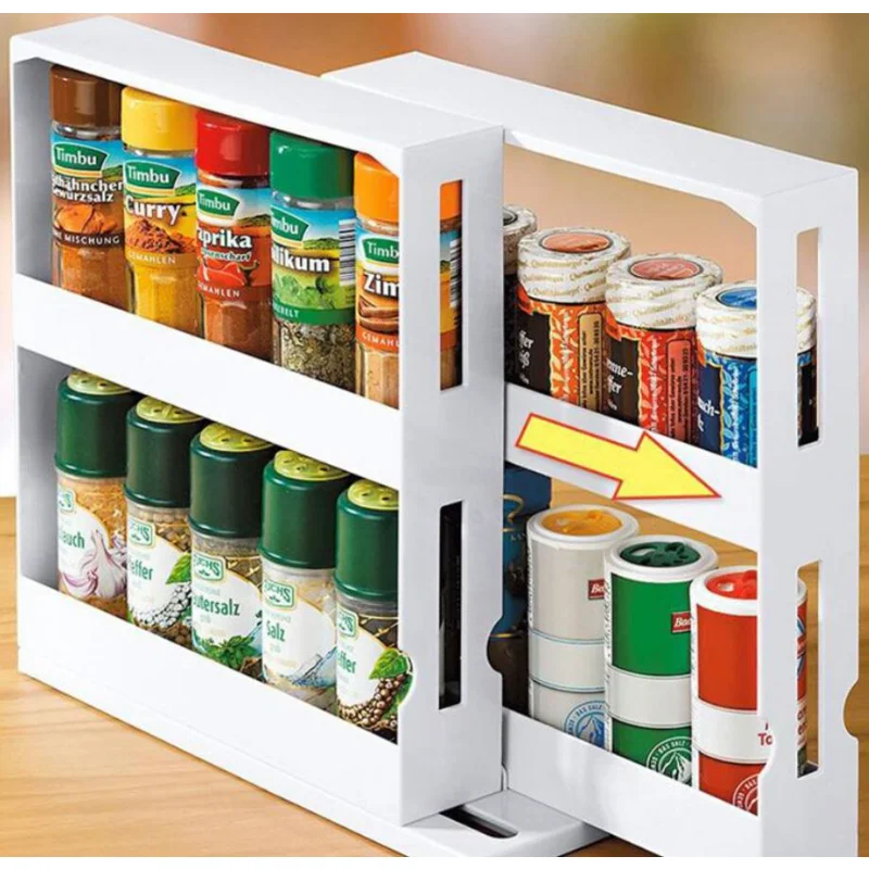 

Delicate Spice Rack Double Storage Food Rack Rotating Spice Storage Shelf for Kitchen Bathroom Creative household products