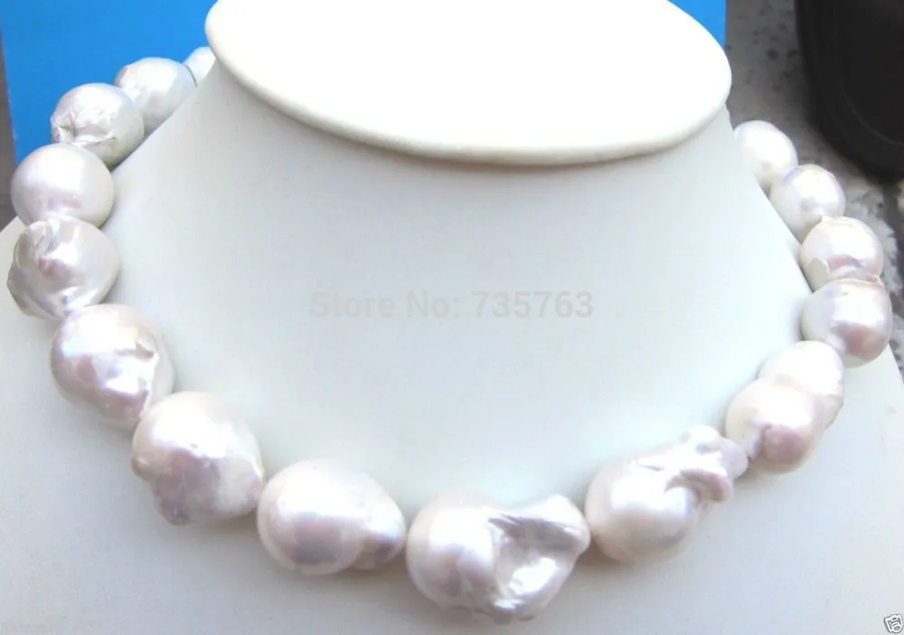 

Amazing! HUGE 16~28MM NATURAL SOUTH SEA GENUINE WHITE BAROQUE PEARL NECKLACE