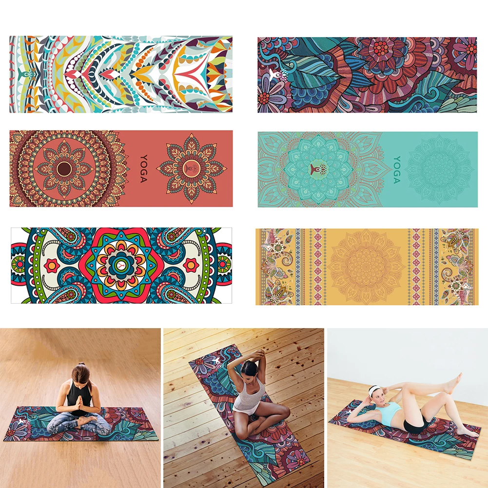 

Microfiber Yoga Blanket Quick Dry Printed Cushion Pilates Non-Slip Foldable Sweat Absorbent Home Gym Indoor Sport Supplies