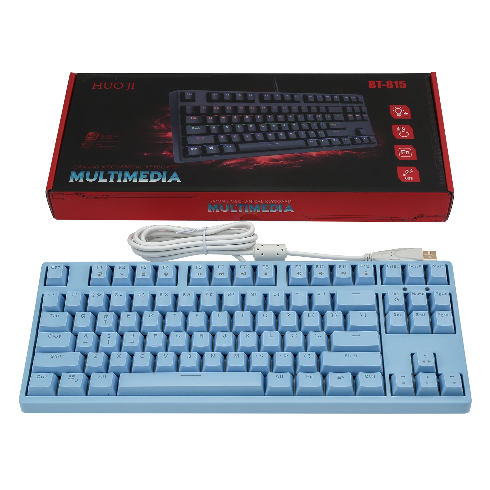 Механическая игровая клавиатура TKL компактный дизайн радужная светодиодная