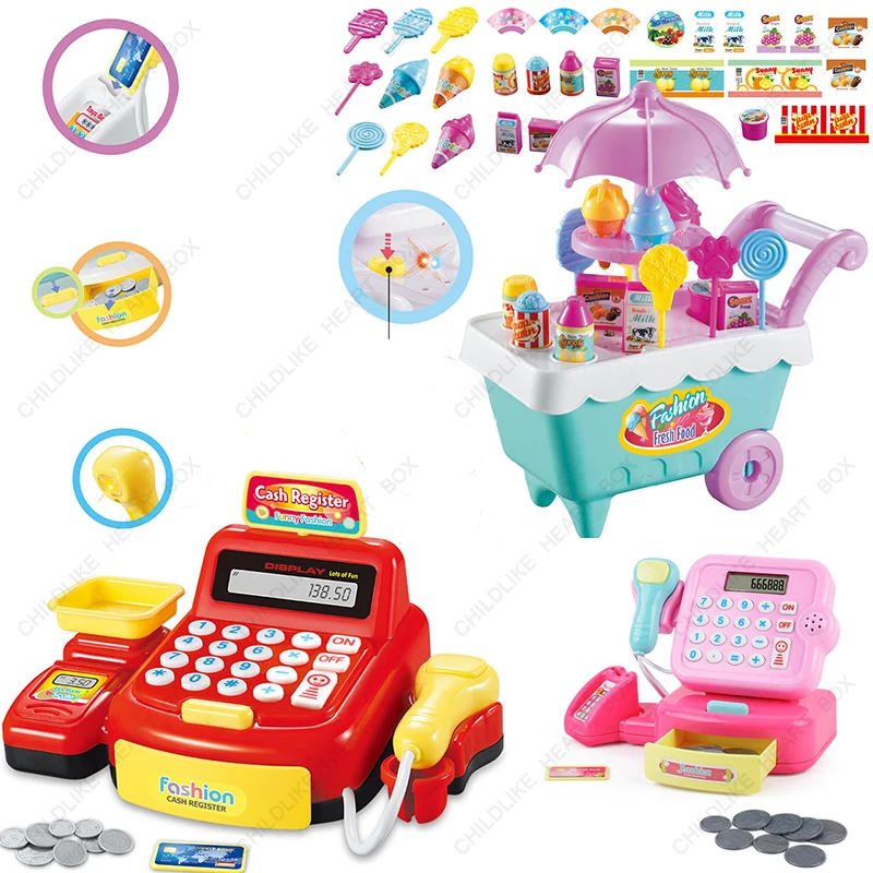 

Simulation Supermarket Cash Register Game Toy Kids Pretend Play Supermarket Electronic Pretend Play House Toys for Kid Birthday