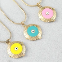 classic evil eye round pendant necklaces y2k turkish lucky eye enamel stainless steel necklace for women party jewelry gift