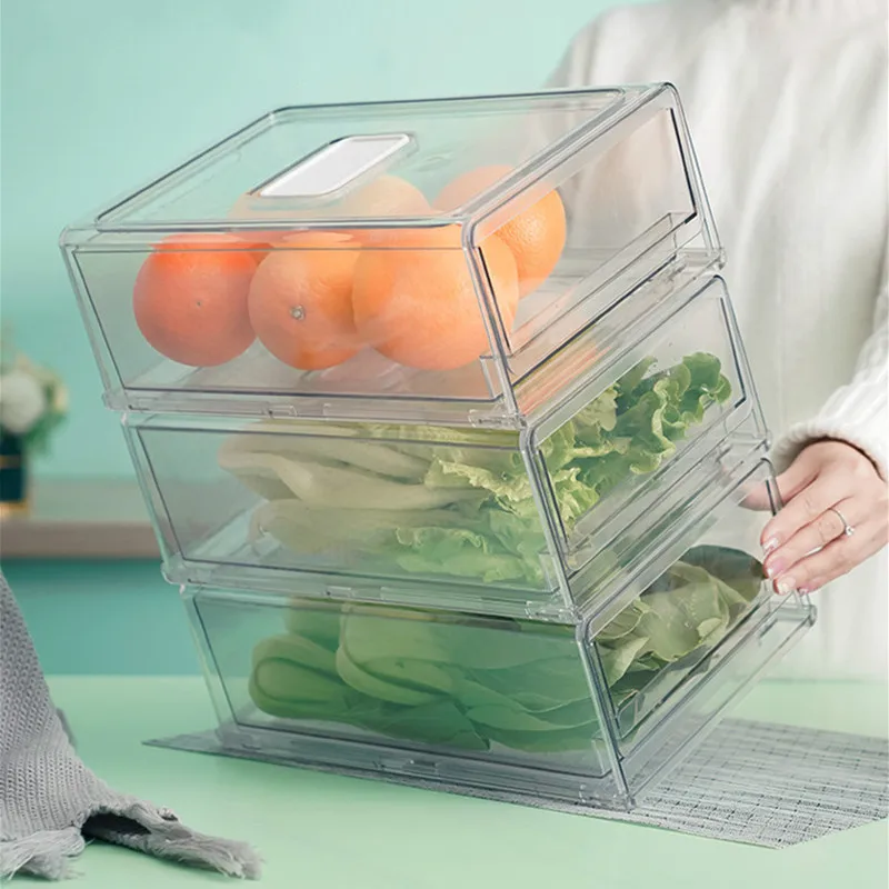 

Creative Refrigerator Fresh Keeping Storage Box Drawer Egg Carton Retractable Food Storage Bracket Container Household Organizer