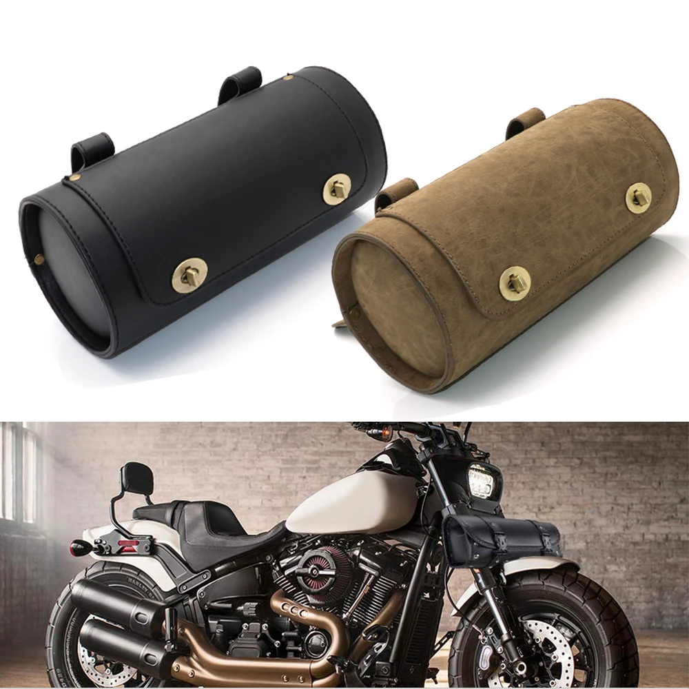 

Motorcycle Bag Saddlebags PU Leather Front Fork Tail Tool Bag Luggage For Harley Chopper Bobber Cruiser Sportster XL 883 1200