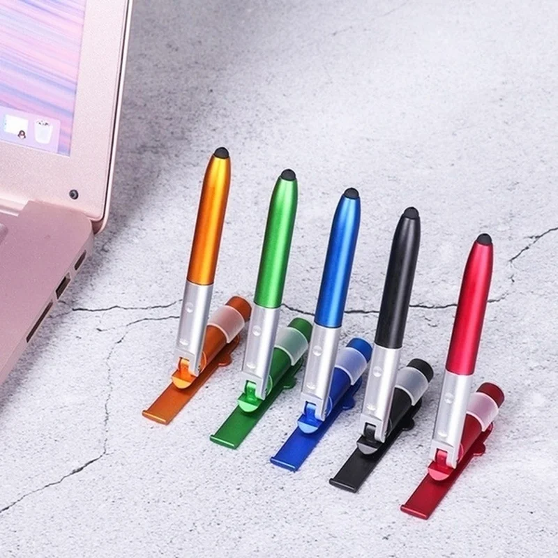multifunction phone stand holder ballpoint pen 4 in 1 folding led light ballpoint pen stylus school office stationery supplies free global shipping