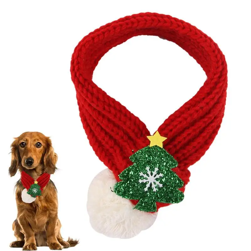 

Puppy Scarf Dog Bandannas Winter Neck Warmer Knitted Plush No Knot Design Create A Christmas Mood For Doll Dog And Puppy