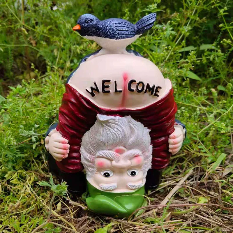 

Забавный гном Добро пожаловать с птичьей статуей садовое украшение для улицы декоративная розыгрыш карликовая полимерная кукла Крафтовая ...