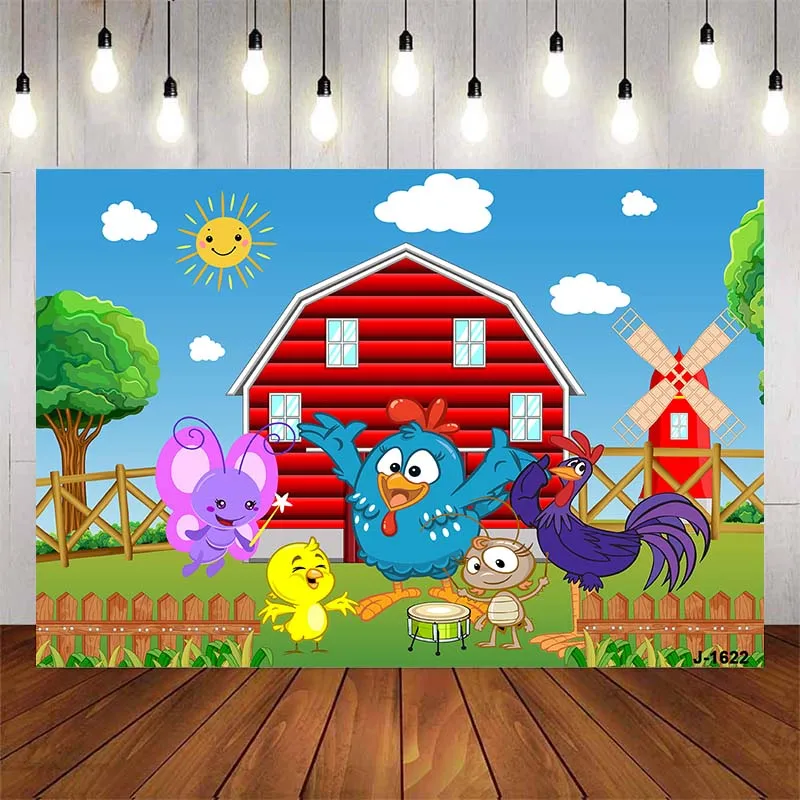 

Farm Childrens Birthday Party Photography Background Animals Blue Chicken Cartoon Photo Studio Wallpaper Backdrop Banner Props