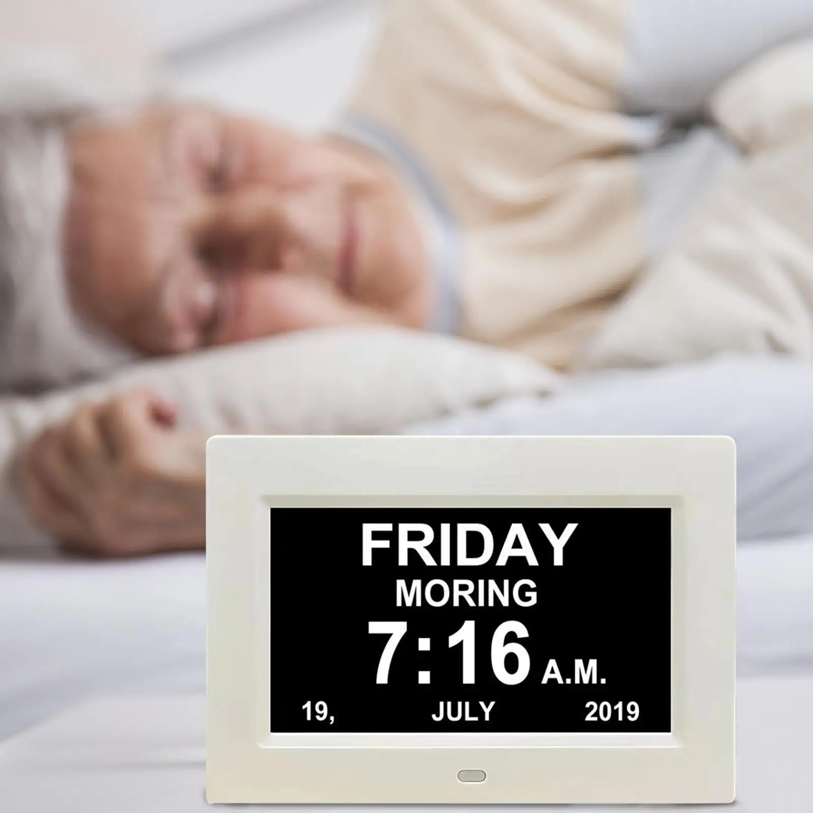 

9 Languages Digital Calendar Day Clock 7 Inch Large Screen Display Date Month Year Dementia Clocks For Seniors Elderly N3e1