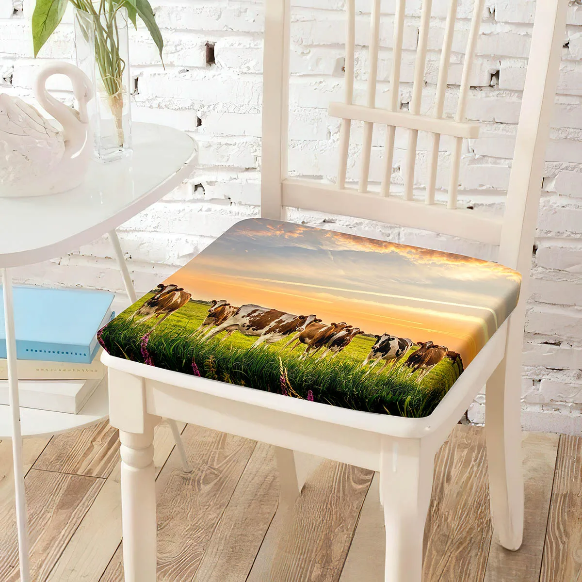 Подушка для стула с принтом молочной коровы и бабочек подушки спинки пена