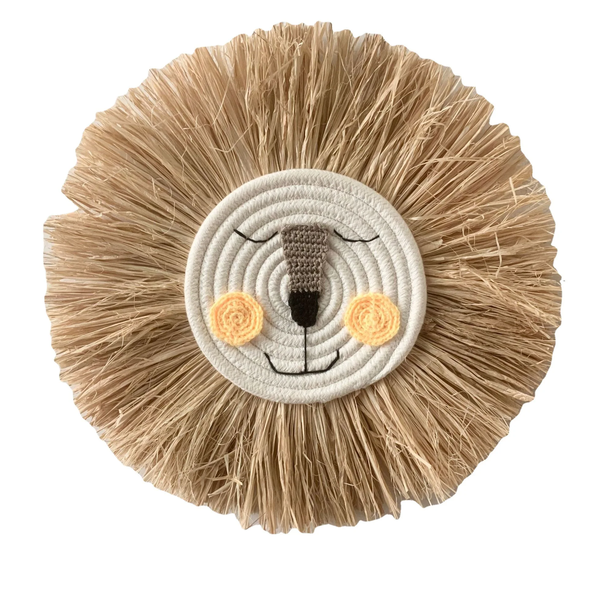 

Украшение для дома 40 см, гобелен ручной работы, мультяшное украшение в виде льва, украшение в виде головы симпатичного животного, настенное ...