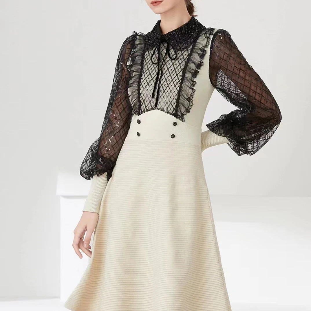 

Женское плиссированное платье миди Preorder, разноцветное платье с цветочным принтом, воротником-стойкой и поясом из ткани, весна-лето 2023