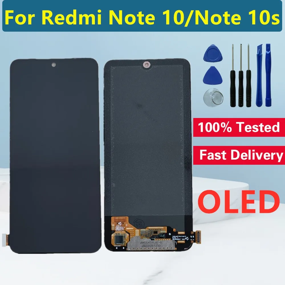 

AMOLED For Xiaomi Redmi Note 10 4G LCD Screen M2101K7AG Touch Screen Digitizer For Redmi Note 10S Display M2101K7A With Frame