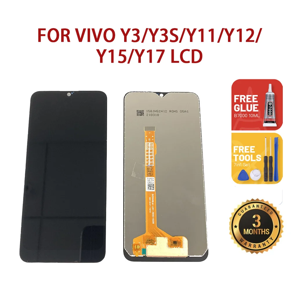 

LCD With Frame For Vivo Y11 Y17 Y15 Y12 Y3 2019 LCD Display Screen Touch Digitizer Assembly 1902 1904 1906 Display Replacement
